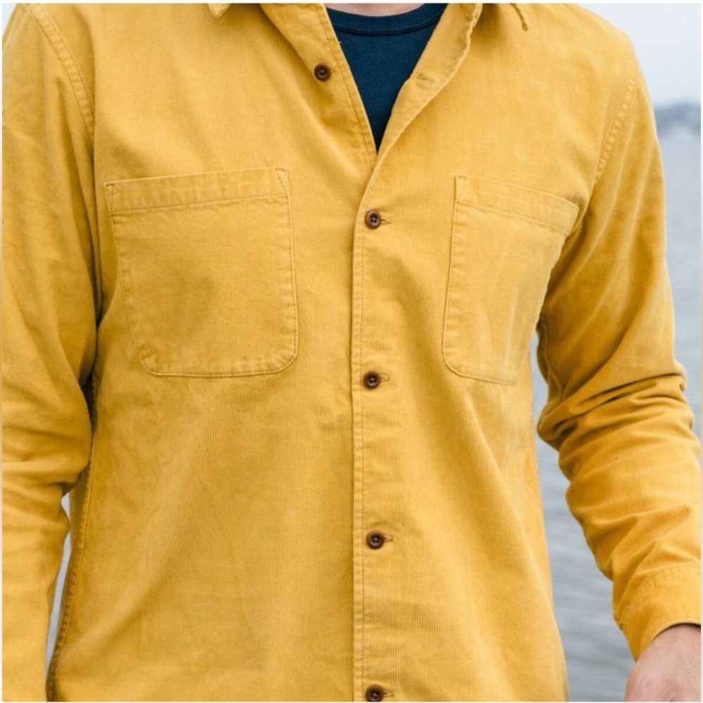 Outerknown lightweight flannel shirt mustard yellow size large organic cotton